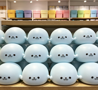 Jouet Squishy Mignon en Forme de Phoque en PU à Remontée Lente, Jouet Anti-Stress à Presser pour les Collectionneurs de Figurines Animales et les Fans Kawaii
