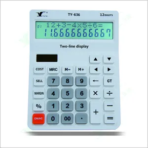 آلة حاسبة للمكتب بشاشة عرض تتسع لخطين لحساب تكلفة البيع والبيع على البطارية التي تعمل بالطاقة الشمسية والنظام AAA