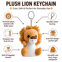 Porte-clés Lion en Peluche Zaves – Écologique, Durable, Adorable, Breloque de Sac en Forme d'Animal en Peluche, Anneau Métallique, Mini Jouet Doux et Moelleux, Pendentif pour Clés