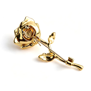 Durable Factory Direct Pretty Unique Design Rose Flower Gold Plated Metal <b>Pin</b> <b>Badge</b> - Product Image 2
