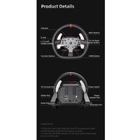 Volant de jeu de course PXN V10 Pro avec joysticks à vibration, en plastique et métal noir, pour PC et Xbox One