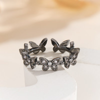 Cincin Kupu-kupu Multi-warna Kuningan Wanita AA02274, Cincin Jari yang Dapat Disesuaikan