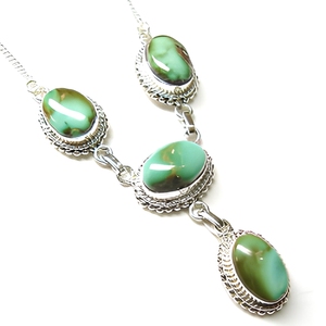 Collar de Plata de Ley 925 con Turquesa Tibetana Natural, Joyería Artesanal Étnica Boho Vintage con Piedras Preciosas para Mujer, Venta al por Mayor - Product Image 1