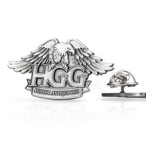 Alfileres de solapa <span class=keywords><strong>MC</strong></span> de fundición a presión 3D ala de cara de aleación de estilo europeo personalizado con acabado de peltre antiguo - Product Image 4