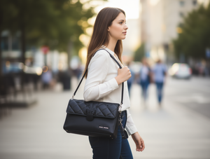 Borsa Tote da Donna con Doppio Manico, Trapuntatura a Rombi, in Microfibra e Pelle Sintetica, Chiusura con Girello, per Uso Quotidiano, Tutte le Stagioni - Product Image 2