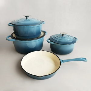 Juego de utensilios de cocina de hierro fundido personalizados, sartén para Horno Holandés, sartén y plato para asar, utensilios de cocina esmaltados, combinación - Product Image 4