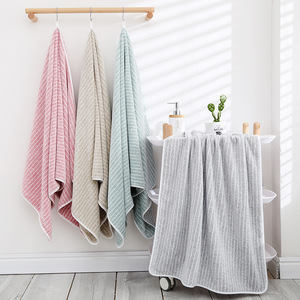 Jingjing <b>Bath</b> <b>Towels</b> Warp Knitted Coral Fleece 70x140 Cm Striped Quick Drying Antibacterial Large Size Gift <b>Towel</b> <b>Set</b> - Product Image 2