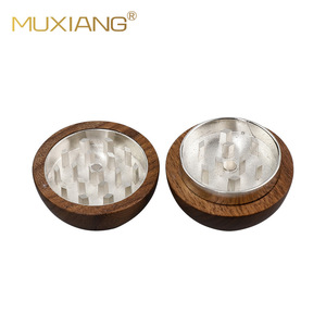 Muxiang Wooden Smoke Grinder Round Metal Inner Parts Customizable For Smoking Accessories - Product Image 2