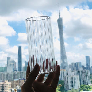 Wholesale Tall <b>Ribbed</b> Flower <b>Vase</b> Trumpet <b>Ribbed</b> Cylinder Glass Candle Holder <b>Ribbed</b> Glass <b>Vase</b> for Wedding Centrepiece - Product Image 6