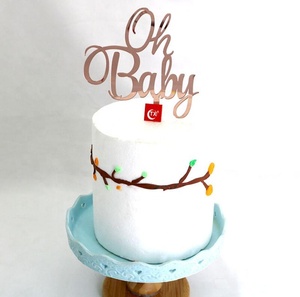 Nouvelle Arrivée Rose Or Acrylique Joyeux Anniversaire <span class=keywords><strong>Oh</strong></span> Bébé Gâteau Topper Pour Bébé Douche Décoration De Gâteau De Fête D'anniversaire - Product Image 3