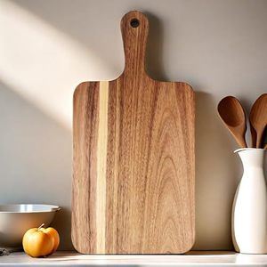 Acacia <b>Wood</b> Cutting Board 35x18x1.5cm Rectangular Double Sided Kitchen Chopping <b>Block</b> With Handle For Fruit Vegetable Prep - Product Image 2