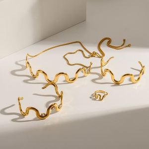 Conjunto de joyas de circonia económicas y a la moda que no se manchan ni se decoloran, conjunto de collar con letras con descuento - Product Image 2