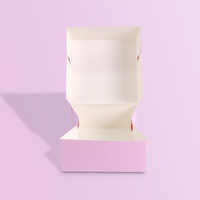 Boîtes d'emballage pliables roses personnalisées avec logo, qualité alimentaire, pour donuts, macarons, cupcakes, finition mate et gaufrage artistique