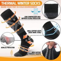 Chaussettes de ski en laine mérinos pour femmes et hommes, chaussettes chaudes d'hiver épaisses et longues jusqu'aux genoux pour le ski et le snowboard