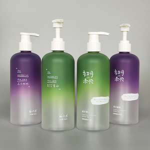 Biodegradable Material pump bottles black 10 - 500 ml plastic flat shampoo bottle
