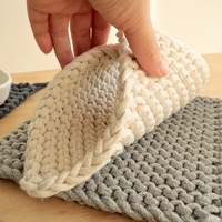 Sous-verres et sets de dessous de plat carrés en coton 100 % tissé à la main, écologiques, durables et absorbants, pour restaurants et tables de salle à manger (vente en gros)
