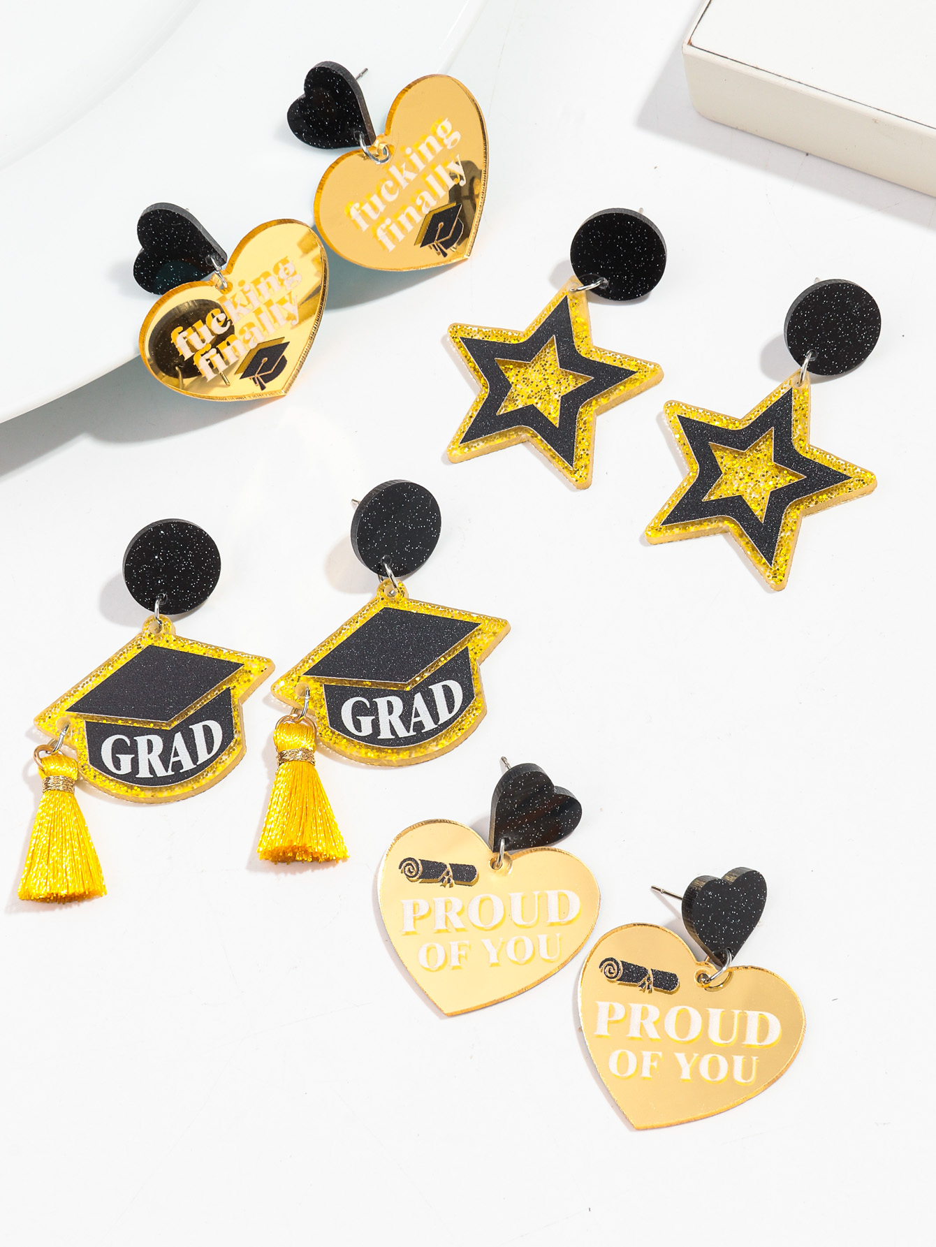 earrings laser cut acrylic gold mirror