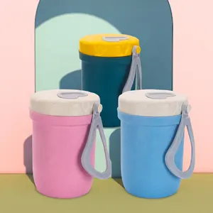 Cấp Thực Phẩm BPA Miễn Phí Mới Đến Đầy Màu Sắc Văn Phòng Sinh Viên Rơm Lúa Mì Di Động Bữa Sáng Súp Cup