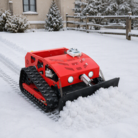 Tondeuse à gazon multifonctionnelle à chenilles en caoutchouc télécommandée avec lame à neige amovible pour allées, cours et routes hivernales étroites