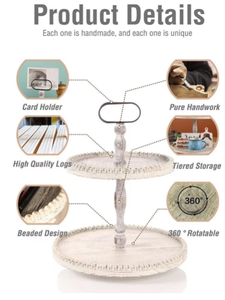 <span class=keywords><strong>Étagère</strong></span> <span class=keywords><strong>à</strong></span> <span class=keywords><strong>épices</strong></span> vintage <span class=keywords><strong>à</strong></span> deux niveaux, de type debout, <span class=keywords><strong>en</strong></span> bois, avec plateau rond de service - Product Image 6