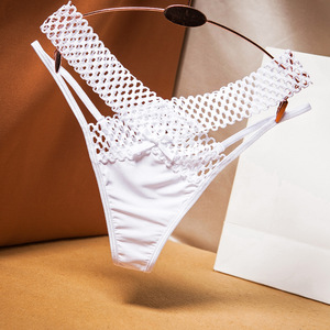 Tanga de Lencería Femenina Sexy, de Poliamida, Corte Cruzado Francés, Sin Costuras, de Cintura Baja, Transparente, Talla L - Product Image 2