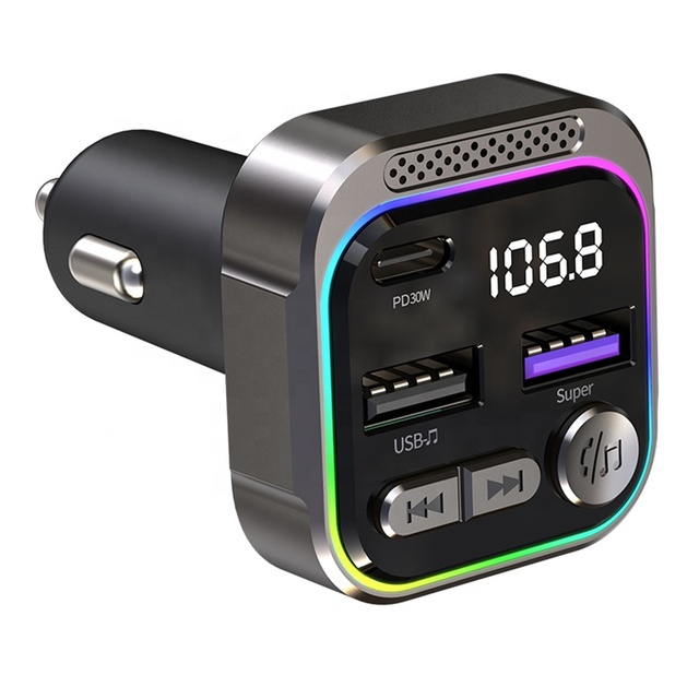2023 Bluetooth 5.3 FM Transmitter for Car FM Bluetooth Car Adapter Car Charger Bass Boost 3 Ports Charger Bluetooth Adapter