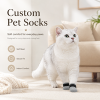 Chaussettes personnalisées pour chiens et chats, chaudes, imperméables, antidérapantes, imprimées, double couche, en coton, avec semelle en caoutchouc à pois, douces, respirantes, pour la marche en intérieur, soin des pattes