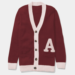 Maglione da college personalizzato in fabbrica con Logo in ciniglia tascabile maglione maglieria di lana in <span class=keywords><strong>acrilico</strong></span> <span class=keywords><strong>Cardigan</strong></span> maglione con abbottonatura Lettermen - Product Image 2