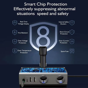 สายชาร์จในรถยนต์แบบยืดหดได้ ช่องเสียบจุดบุหรี่แบบสองพอร์ต พร้อมสายชาร์จแบบยืดหดได้ รองรับการชาร์จเร็ว PD พร้อมสวิตช์แยกอิสระ 120W <span class=keywords><strong>GC11</strong></span> - Product Image 4