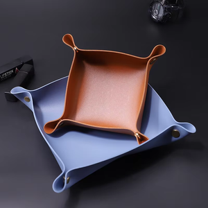 Plateau de rangement pliable en cuir, design personnalisable pour table, bureau, rangement de clés, monnaie, cosmétiques, bijoux - Portable, facile à nettoyer - Product Image 6