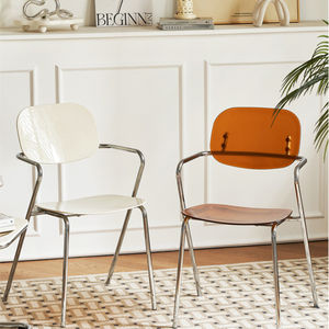 Chaise de salle à manger moderne minimaliste de style nordique avec dossier transparent en acrylique électro-plaqué - Product Image 1