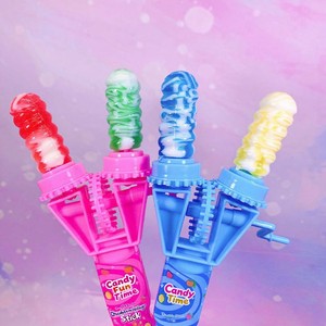 Oem/ODM bán buôn tùy chỉnh vui đôi quay tay Crank trẻ em kẹo đồ chơi trái cây hương liệu đôi Twirl Lollipop đầy màu sắc khối thanh - Product Image 2