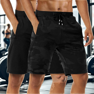 Shorts de sport pour musculation avec logo personnalisé, poches pour téléphone, porte-serviette, motif camouflage, polyester, séchage rapide - Product Image 2