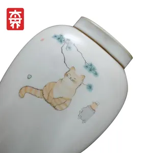 Wholesale Handmade Urns For Pet Custom Unique Keepsake Ceramic Cat Cremation Ashes Urn