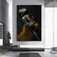 Toile murale Portrait Femme Or Noir – Impressions Artistiques Visage et Silhouette pour Décoration Intérieure Salon, Hôtel, Salle de Séjour