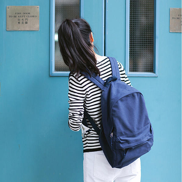 Plain White Khaki Color Canvas Casual Backpack Student School Book Bag for  Teenagers