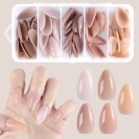 Ongles pré-dessinés minimalistes en amande, couvrance totale, 120 pièces, couleur dégradée lait et café, pour femmes, à porter, pour l'export.