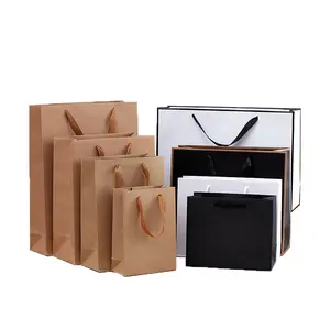 PYC Plain Wholesale Luxury Kraft Paper Gift Bags Twisted Handle Shopping Clothing Packaging Bag