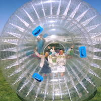 Ballon aquatique gonflable commercial Zorb Roller pour enfants, en vinyle, capacité 1-2 personnes, garantie 1 an, 1 pièce, pour usage domestique
