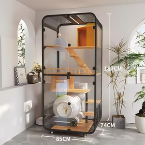 고급 소동물 탄소강 프레임 고무나무판 강화유리 펫 가정용 캐비닛 대형 공간 고양이 집 빌라 - Product Image 2