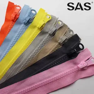 SAS coudre accessoires extrémité ouverte bidirectionnelle Type 3 #5 #8 # ruban personnalisé couleur tirer plastique résine fermeture éclair pour tissu