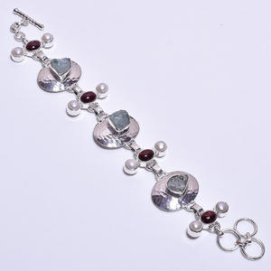 925 Sterling <b>Silver</b> Gemstone <b>Bracelet</b>, Natural Herkimer Diamond, Blue Kyanite Gemstone Jewelry, Handmade <b>Silver</b> Jewelry Supplier - Product Image 5