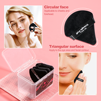 BS-MALL Borla de Maquillaje Triangular al por Mayor con Logotipo Personalizado, Borla de Polvo Cosmético de Terciopelo Suave en Forma de Cuña para Polvo Mineral Suelto