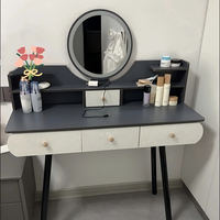 Ensemble de coiffeuse moderne, miroir tactile LED, plusieurs tiroirs, montage facile, bureau de maquillage pour chambre à coucher