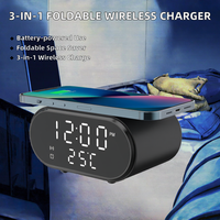 Chargeurs sans fil, lampe de table à fixation magnétique alimentée par batterie, chargeur sans fil pliable 3-en-1 pour téléphone, supports de téléphone portable