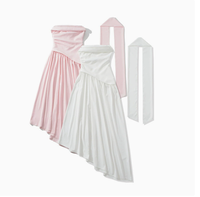 Robe rose élégante sans bretelles pour femme 2026, avec baleines, vente en gros, pour l'été, les soirées et le style urbain, couleur unie, Vestidos