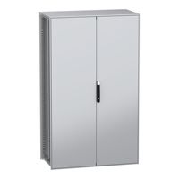Armoire de sol à 2 portes Nsysfn2012602dp, acier galvanisé, IP55, gris, noir, 1200 mm x 600 mm x 2000 mm, série Panelset Sfn