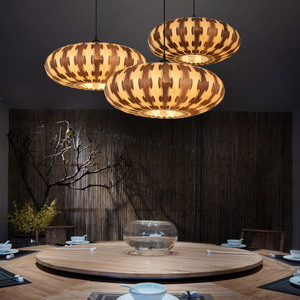 Herma Wooden Oval Pendant <b>Light</b> Led E27 Tea Room <b>Dining</b> Room Decorative Chandelier - Product Image 3