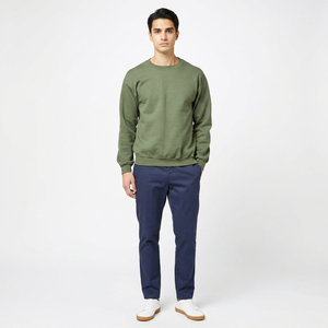 2026 Vente en gros personnalisée Sweat-shirt pour homme respirant à col rond en molleton de coton Vert OD, style streetwear oversize, couleur olive - Product Image 1
