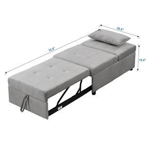 Divano Letto Pieghevole Reclinabile 1 Posto Grigio Scuro Personalizzabile per Casa, <span class=keywords><strong>Hotel</strong></span> e Soggiorno - Arredamento Moderno Multifunzione - Product Image 5
